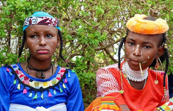 Two young women in costume