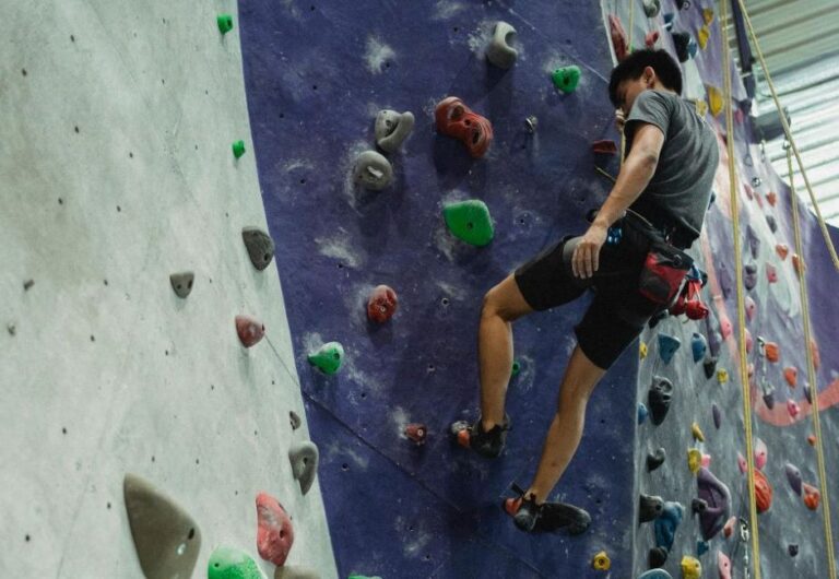 A man climbing a wall.