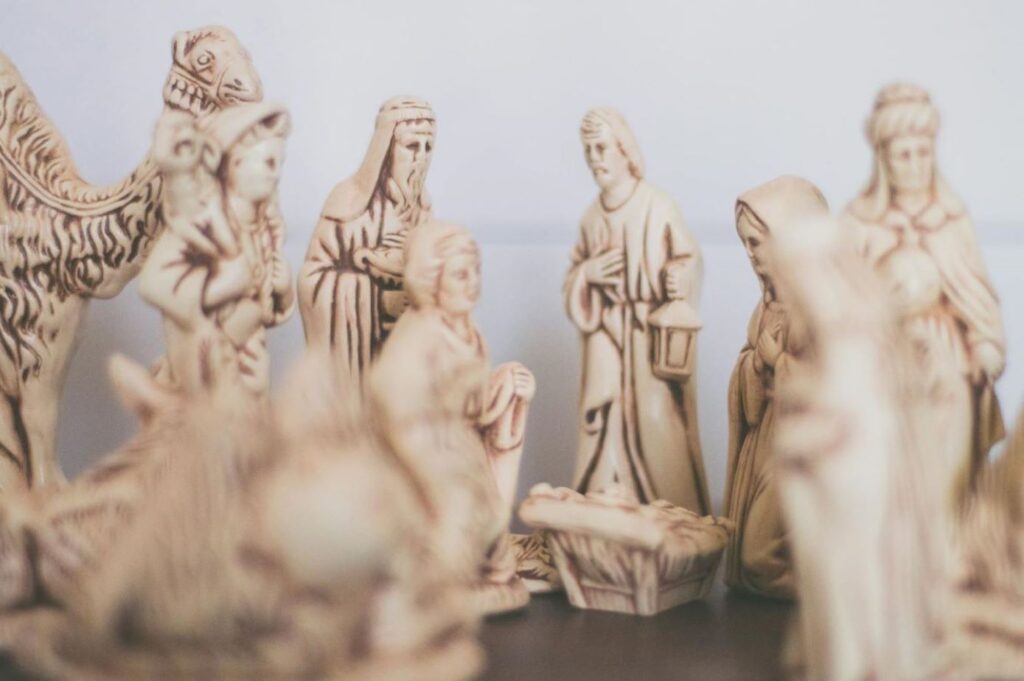 Ivory statues of the Nativity.