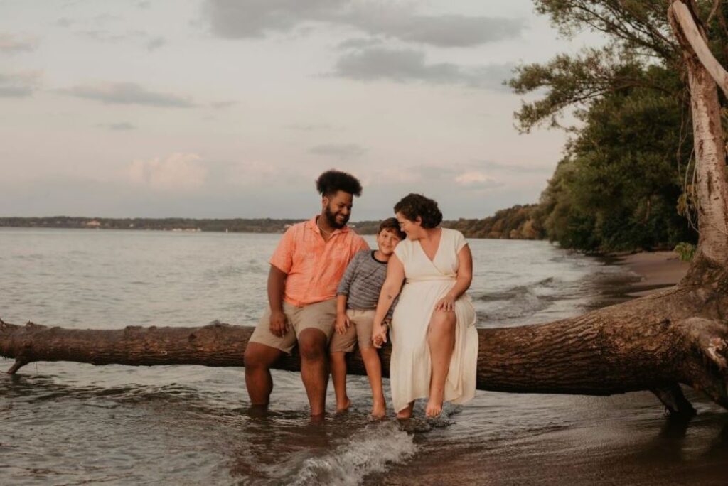 A family by the coast.